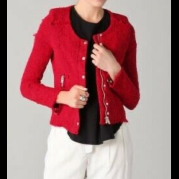 IRO Red Agnette Distressed Jacket - Picture 5 of 10